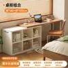 Escritorio estrecho de pared para estudiantes, escritorio de escritura para estudio en casa con estantería integrada, escritorio pequeño para computadora, mesa larga para dormitorio o mesita de noche