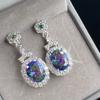 Pendientes Largos de Turmalina Colorida de Simulación Nueva Simple de Venta Caliente en Vivo Pendientes Estilo Celebridad Femenina Accesorios de Oreja Elegantes
