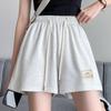 Shorts para Mujer para Primavera y Verano, Pantalones Casuales de Cintura Alta de Pierna Recta con Parches, Shorts Deportivos Holgados, Ligeramente Elásticos y Ligeros