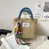 Bolso de Mano de Bloques de Color Estilo Coreano 2026 Bolso de Cesta de Paja Bolso Tejido a Mano para Vacaciones en la Playa Bolsos para Mujer