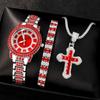 Reloj de cuarzo de personalidad explosiva, traje de joyería, moda simple para hombres y mujeres, pulsera de doble fila, reloj con cruz