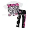 Camiseta Calça de Alta Qualidade Streetwear Americano Y2K Unissex Estampa de Padrão Japonês Animação Grafite