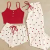 Ropa de dormir impresa transfronteriza Pijamas Ropa exterior sexy Camisola Vestido Camisón para mujer europeo y americano Camiseta sin mangas Pantalones cortos Casual Cómodo