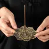 Porta incienso de metal tipo loto estilo Tíbet, pinza de incienso de loto auspiciosa de los ocho tesoros, porta incienso multifuncional, porta varillas de incienso estilo antiguo, adorno de arte para incienso
