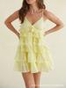 Vestido de tirantes cruzado europeo y americano de verano 2025 con falda de pastel con volantes multicapa, vestido de tirantes corto sin espalda