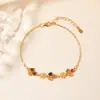 Pulseira de Prata de Lei S925 com Turmalina Natural e Design Floral, Pulseira Elegante e Luxuosa S033