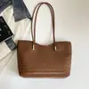 Bolso de mano con textura tejida transfronterizo para mujer, color sólido, repujado, gran capacidad, para ir al trabajo, de un solo hombro, temperamento simple, bolso de axila, moderno