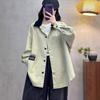 Gabardina de color contrastante abrigo camisa mujer 2025 primavera nuevo coreano literario suelto etiqueta talla grande manga larga top