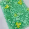 Tecido bordado com lantejoulas em malha de flor de três pétalas, multicolorido, para vestidos de gala, Hanfu e cheongsam