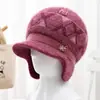 Chapéu de Inverno para Mãe, Mulheres de Meia-Idade e Idosas, Proteção Contra Frio, Chapéu Quente com Proteção para Orelhas, Chapéu de Lã Tricotado com Pelúcia para Avó e Senhora Idosa