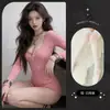 Lencería Sexy Lemon Story: Ajustado, Puramente Atractivo, Rayado, Tentador, Escote Bajo, Manga Larga, Bodie de Niña Estilo Dulce