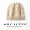 Gorro de cachemira para otoño e invierno, gorro de punto de cachemira trenzado grueso, gorro tipo turbante, gorro holgado, gorro con protección para los oídos, gorro para clima frío posparto