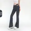Pantalones de Yoga Acampanados para Mujer, Cintura Alta, Sexy, Corte Cruzado, Trasero de Durazno, Pantalones de Pierna Ancha Ligeramente Acampanados, Pantalones de Fitness para Correr para Uso Exterior