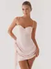 Vestido de Amazon transfronterizo plisado estilo europeo y americano primavera-verano nuevo de color liso ajustado sin espalda y sin tirantes