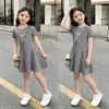 Vestido Camiseta Casual de Verano para Niña, Nuevo, Adelgazante en la Cintura con Lazo, Manga Corta, Línea A para Niños Pequeños