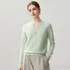 Nuevo Top Térmico de Punto de Cachemira Otoño Invierno Moda Suave Cómodo Color Sólido Holgado Adelgazante Cuello Tijera para Mujer