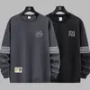Sudadera para hombre, estilo primavera y otoño, cuello redondo sin capucha, camiseta básica de manga larga, top versátil casual holgado, prenda exterior para hombre
