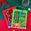 Conjunto de Papelaria de Natal Caixa de Presente Portátil para Crianças Prêmio para Alunos do Ensino Fundamental Lembrancinhas de Festa de Natal Combinação de Lápis e Borracha