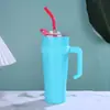 Fábrica de Origen Taza de Coche con Asa de 40 oz Acero Inoxidable Gran Capacidad Aislada al Vacío con Popote Taza de Hielo para Coche