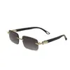 Gafas de Sol Metálicas Sin Marco con Borde Cortado Único, Lentes de Hombre de Moda Europeas y Americanas, Gafas para Conducir con Protección UV