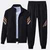 Cárdigan de punto para hombre de primavera y otoño, suéter casual deportivo, marca de moda para hombre de comercio exterior, suéter con cremallera, pantalones de chándal, conjunto de dos piezas