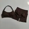 Conjunto Deportivo Dfyne Ropa de Yoga Sujetador Deportivo de Cuello Halter de Alta Elasticidad Shorts de Cintura Alta Levanta Glúteos para Mujer