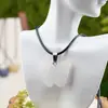 Colgante de Mariposa Tallada en Cristal Transfronterizo Piedra de Ágata Natural Ojo de Tigre Tallado Mariposa Pequeña Collar Literario Retro Joyería