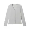 Cárdigan Dai Jia Wen Primavera/Verano de Modal para Mujer, Tejido de Lana y Seda Estilo Coreano Agradable al Tacto, Top Ligero con Botones