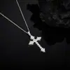 Collar de Plata de Ley S925 con Colgante de Cruz con Forma de Diamante Moissanita, Cadena para Clavícula, Joyería Hip-Hop Europea y Americana con Diamantes