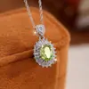 Colar com Pingente Olho de Mar Cristal Tesouro Cor Natural s925 Prata Esterlina Feminino Alto Senso de Design Corrente da Clavícula Transfronteiriço