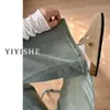 Jeans Azul Vintage Wide Leg Feminino Verão 2025 Novo Design de Cintura Alta Look Slim Posição Calças Retas Soltas