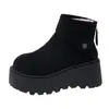Nuevas botas de algodón de invierno con plataforma, que aumentan la altura, de suela gruesa, cálidas para mujeres petite, con cremallera trasera y puño, botas de nieve para mujer 2026, forradas de algodón
