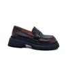 Mocasines Básicos Versátiles Estilo Universitario de Cuero Grueso con Suela Gruesa Primavera 2024 Tacón Medio Grueso Punta Redonda Piel Genuina de Boca Profunda para Mujer