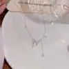 Collar para Mujer con Circonita de Lazo, Diseño de Nicho, Moderno, Único, Exquisito, Versátil, De Alta Gama, Cadena para Clavícula Estilo Bosque