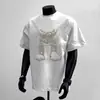 Camiseta Retrô Americana com Estampa de Gato, Gola Redonda, Manga Curta para Mulheres, Verão, Design de Nicho, Top Soltinho, Manga Curta, Tendência