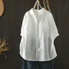 Única y hermosa, camisa súper elegante, novedad verano 2026 para mujer, rosa, mezcla de algodón y lino, cuello camisero, blusa juvenil y a la moda de manga corta