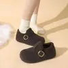 Zapatos de algodón Birken de felpa gris retro estilo bosque para mujer 2026 invierno nuevos mocasines cálidos de felpa sin cordones perezosos