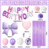 Venta Caliente Transfronteriza Set de Globos Morado Rosa con Lazo Cumpleaños Cortina de Borlas Flores de Papel Suministros de Decoración para Fiesta Niña Primer Cumpleaños