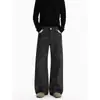 Jeans Masculino Retro Americano High Street Preto Micro-Flare 2026 Outono Nova Chegada Marca Tendência Calças Largas Retas Soltas