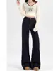 Jeans de Talla Grande Azul Denim Pierna Recta Bootcut para Mujer Primavera y Verano 2025 Nuevos Azul Oscuro Efecto Adelgazante Pantalones de Pierna Ancha hasta el Suelo