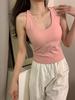 Camisole Quente com Gola Halter Escovada para Mulheres com Bojo, Top Base Sexy Espessado com Costas Bonitas, Sem Mangas para o Inverno