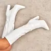 Botas femininas de salto alto direto da fábrica, novo modelo outono e inverno 2026, moda de comércio exterior transfronteiriço, zíper lateral, tamanho grande, botas longas