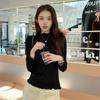 Camiseta Suéter de Punto Elegante para Mujer de Otoño e Invierno con Estampado de Hongos Manga Larga Estilizado Gris Venta al por Mayor Dropshipping