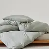 Conjunto de Roupa de Cama Minimalista Estilo Japonês de Alta Qualidade, 80 Fios, Algodão Tencel Lyocell, Capa de Edredom, Lençol, Lençol com Elástico, Conjunto de Quatro Peças, Cor Sólida, Estilo para Todas as Estações