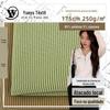 250g de algodão artificial listra grossa elástico poço tecido de malha moda feminina longa- camisa de manga comprida roupas casuais moda tecido