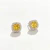 Moda Europea y Americana Lujo Ligero Pendientes de Circonita Cubo de Azúcar Nicho Exquisitos Versátiles Pequeños Pendientes Nueva Joyería de Comercio Exterior Venta al por Mayor
