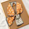 Pañuelo de Seda Estilo Francés Diadema Otoño Delgado Perezoso Vintage Pañuelo de Seda Pequeño Largo para Mujer Cinta Bufanda Decorativa Pañuelo de Cabeza Cinta