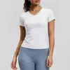 Top Esportivo Fitness Corrida Yoga Cruzado Novo Cor de Pêssego Básico Gola V Manga Curta Respirável Slim