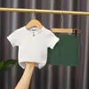 Conjunto de Shorts de Manga Corta de Algodón y Lino de Verano para Niños, Bebé, Color Puro, Doble Capa de Gasa de Algodón, Estilo Chino, Traje Holgado de Dos Piezas