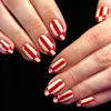 Unhas postiças xadrez listradas de vermelho, manicure amêndoa bege, adesivos de unha postiça para comércio exterior, unhas postiças de fornecimento transfronteiriço
